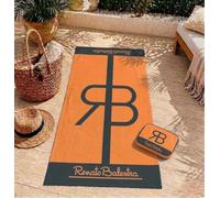 TexLom Telo Mare 90x170 cm in Microfibra con Pochette Abbinata Renato Balestra Stampa Digitale (Arancio/Nero)