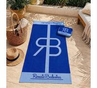 TexLom Telo Mare 90x170 cm in Microfibra con Pochette Abbinata Renato Balestra Stampa Digitale (Royal/Azzurro)