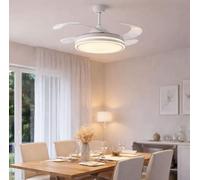 TexLom Ventilatore da Soffitto con Luce LED Integrata e Pale a Scomparsa, Plafoniera LED Regolabile 3 Modalità di Luce con Telecomando, Diametro 107 cm, per Soggiorno e Camera da Letto