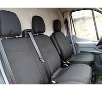 TEXMAR Coprisedili anteriori 2+1 in tessuto nero progettato per adattarsi a Ford Transit Custom dopo il 2015, cabina piccola per guida a sinistra