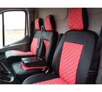 Texmar Coprisedili anteriori 2+1 progettati per adattarsi a Ford Transit dopo il 2015 cabina grande rosso centrale in ecopelle LHD