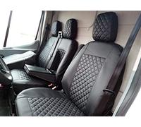 Texmar Coprisedili anteriori 2+1 progettati per adattarsi a Ford Transit dopo il 2015 grande cabina nera in ecopelle LHD