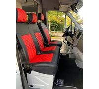 Texmar Progettato per adattarsi a MERCEDES SPRINTER 2006-2018, VW CRAFTER 2006-2018 LHD Coprisedili in ecopelle nero-rosso 2+1 (1 singolo 1 doppio)