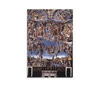 TEXPACK Poster su tela con stampa artistica da parete con Michelangelo il Giudizio Universale del Rinascimento italiano, poster per la decorazione della stanza (50 x 75 cm)