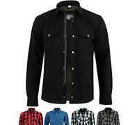 Texpeed Camicia moto con protezioni - Giacca da uomo in flanella a quadri - Motociclista realizzata con Aramide da 280 g/mq con armatura protettiva (EN 1621-1) - Nero - L