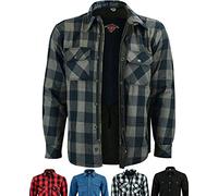 Texpeed Camicia moto con protezioni - Giacca da uomo in flanella a quadri - Motociclista realizzata con Aramide da 280 g/mq con armatura protettiva (EN 1621-1) - Grigio - 7XL