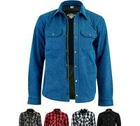 Texpeed Camicia moto con protezioni - Giacca da uomo in flanella a quadri - Motociclista realizzata con Aramide da 280 g/mq con armatura protettiva (EN 1621-1) - Blu - 3XL