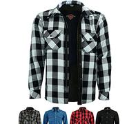 Texpeed Camicia moto con protezioni - Giacca da uomo in flanella a quadri - Motociclista realizzata con Aramide da 280 g/mq con armatura protettiva (EN 1621-1) - Bianco - 3XL