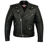Texpeed Giacca Brando moto uomo pelle con protezioni - Giubbotto Perfect Marlon Brando retro chopper - Con protezione biker vero armatura CE (EN 1621-1) Nero - 8XL
