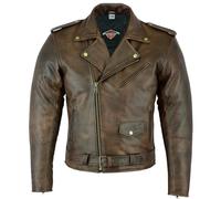 Texpeed Giacca da moto da uomo in pelle Marlon Brando - Giacca da moto da turismo con protezione originale da motociclista CE (EN 1621-1) Marrone - 3XL