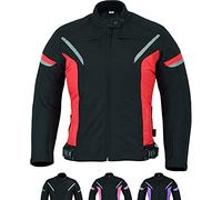 Texpeed Giacca da moto donna 4 stagioni con protezioni - Cappotto impermeabile da donna in Cordura in tessuto con armatura da moto (EN 1621-1) Rosso - L