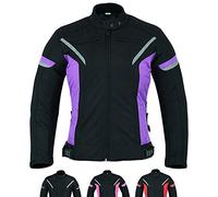 Texpeed Giacca da moto donna 4 stagioni con protezioni - Cappotto impermeabile da donna in Cordura in tessuto con armatura da moto (EN 1621-1) Viola - XXL