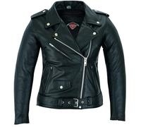 Texpeed Giacca da moto in pelle da donna perfect Marlon Brando - Giacca da moto Touring con protezione autentica Biker CE Armor (EN 1621-1) Nero - 5XL