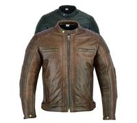 Texpeed Giacca da moto in pelle da uomo con protezioni - Motociclista giubbotto da touring/turismo con vera protezione Biker CE armor (EN 1621-1) - Inverno invernale o estate Marrone - L