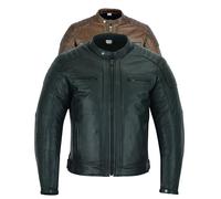 Texpeed Giacca da moto in pelle da uomo con protezioni - Motociclista giubbotto da touring/turismo con vera protezione Biker CE armor (EN 1621-1) - Inverno invernale o estate Nero - 7XL