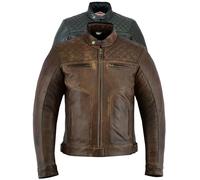 Texpeed Giacca da moto in pelle da uomo - Giacca da moto da turismo con protezione originale da motociclista CE (EN 1621-1) Design trapuntato con cuciture a diamante - Marrone - XL