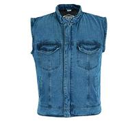 Texpeed Gilet da moto in denim da uomo - Biker in pietra lavata di qualità/Vestibilità da moto con tasche - Blu