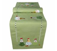 texpot Runner da tavola 40x140 cm verde con stampa polli pazzi pasqua primavera
