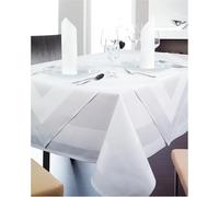 texpot tovaglia damascata 140 x 180 cm bianca con bordo in raso, 100% cotone lavabile a 95 gradi