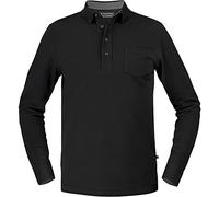 Texstar PS08 Camicia a maniche lunghe in piqué elasticizzato, unisex, nera, M