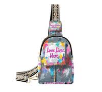 Text Love Lives Here borsa a tracolla impermeabile carino piccola borsa a tracolla per il viaggio, Text Love vive qui, 1 Size