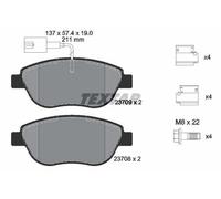 TEXTAR 2370901 Kit pastiglie freni Anteriore per OPEL COMBO Kasten/Kombi (X12)
