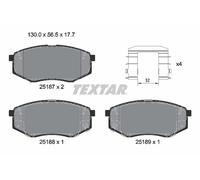 Set pastiglie freno, freno a disco TEXTAR 2518701 per ix20 (JC) 1.6 2010-2019