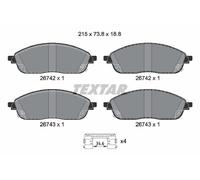 TEXTAR 2674201 Kit pastiglie freno, Freno a disco per JEEP