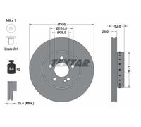 TEXTAR 2x Dischi Freno Anteriore Ventilato Rivestito per Mercedes S205