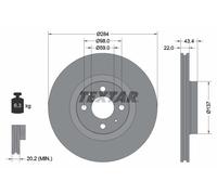 Disco freno TEXTAR 92053503 anteriore, ventilato, 1 Pezzo