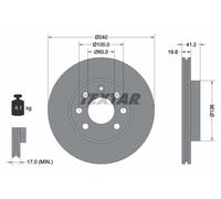 Disco freno ventilazione interna 92111403 TEXTAR per OPEL CORSA C