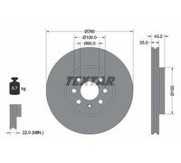 TEXTAR 92129303 Disco freno per HOLDEN,OPEL,VAUXHALL