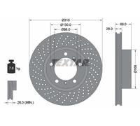 TEXTAR 92279905 Disco freno per PORSCHE