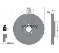 Disco freno TEXTAR 92308105 anteriore, ventilato, altamente carbonizzato, 1 Pezzo