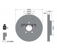 Disco freno TEXTAR 92327503 anteriore, ventilato, 1 Pezzo