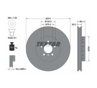 TEXTAR Disco Ø374 Ventilato Anteriore Sinistra per BMW 7er 5er Gran Turismo F11
