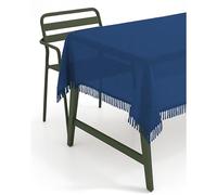 TextilDepot24 Tovaglia da giardino con frange, resistente alle intemperie, in schiuma, antiscivolo (rotonda, 160 cm, blu)