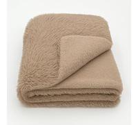 TEXTILE COLLECTION Plaid Tibet con Pelo Lungo e Interno Agnellato - Caldo, Morbido e di Design (Beige, Matrimoniale)