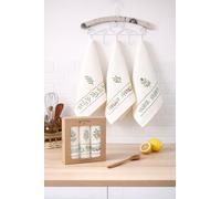 textile idea Set regalo composto da 3 strofinacci 40 x 60 cm, 100% cotone, morbido, ad asciugatura rapida e assorbente, ideale come regalo di inaugurazione della casa, 3 pezzi, design eucalipto