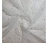 Textile Station 147,3 cm di larghezza in tulle con perline di pizzo e perle in tessuto a rete velo da sposa e sfondo, disponibile in 25 colori (Col #1, 1 metro)