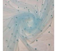 Textile Station Tulle largo 147,3 cm di larghezza, con perline e perle, velo da sposa, decorazione disponibile in 25 colori (turchese chiaro, 1 metro)