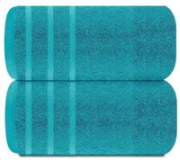 TEXTILESY Confezione da 2 teli da bagno super jumbo di alta qualità, 100% cotone pettinato egiziano, 100 x 200 cm, 600 g/m², asciugamani da bagno grandi super morbidi (cotone, verde acqua)