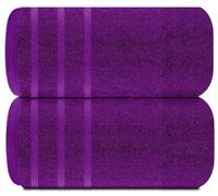 TEXTILESY Confezione da 2 teli da bagno Super Jumbo Premium 100% cotone pettinato egiziano 100 x 200 cm-600 GSM teli da bagno grandi super morbidi (Cotone, Viola)