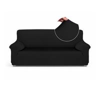 Textilhome Copridivano 2 Posti con Braccioli - Fodera Elasticizzata Antigraffio per Gatti, Pesante Invernale, Antimacchia e Lavabile - Nero (Adatto per Divani da 130 a 180 cm)