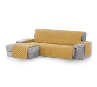 Textilhome Copridivano Chaise Longue con Penisola Malu 240cm - Salvadivano Trapuntato Universale con Bracciolo Sinistro, Protezione per Animali Domestici, Colore Senape (Visto da Davanti)