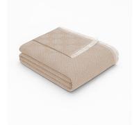Textilhome Copridivano e Copriletto Multiuso - Telo Arredo Plaid Foulard Modello Dante, 180x285 cm, Copertura per Divano. Colore Camel, Certificato OEKO-TEX