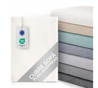 Textilhome Copridivano e Copriletto Multiuso - Telo Arredo Plaid Foulard Modello Martina, 130x180 cm, Copertura per Divano. Colore Crudo, Certificato OEKO-TEX