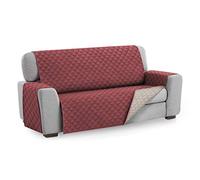 Textilhome Copridivano Malu 3 Posti (160cm) - Salvadivano Trapuntato Reversibile Universale, Protezione Antigraffio, Fodera Imbottita per Divano, Colore Rosso