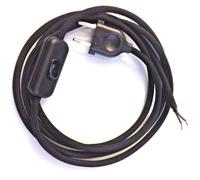 Textilkabel-Zuleitung Cavo Lampada 2x0, 75 Spina Europa Schalter Nero Premium 2m