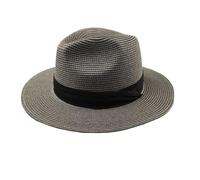 Textiluna Cappelli da sole estivi da spiaggia intrecciati Big Head 63CM XL for uomo e donna, taglie forti, protezione solare, cappelli di paglia Panama da viaggio(Grey,L58-60cm)